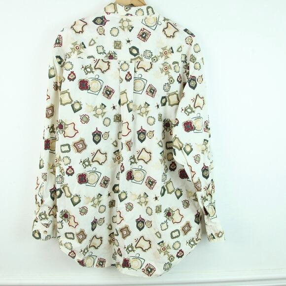 Vintage XL Dad Shirt 90s Oversize Medallion Allover Print Preppy Nautical Skater - Picture 7 of 8